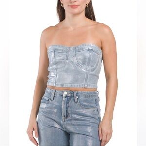 BLANK NYC stretch metallic coated bustier NWT